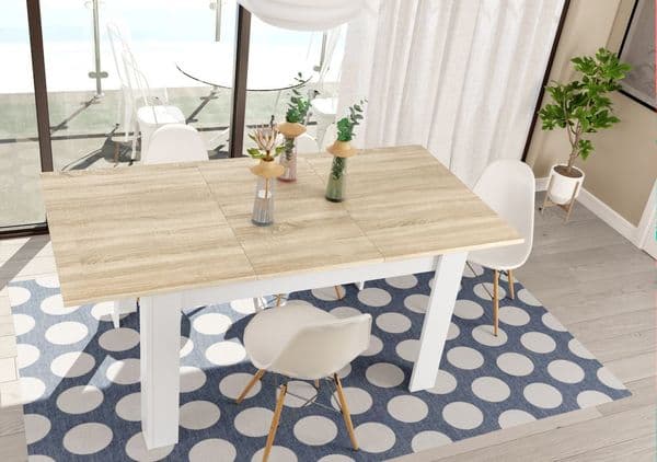 Kendrick White And Light Oak Effect Extending Dining Table 0F4586AS/O