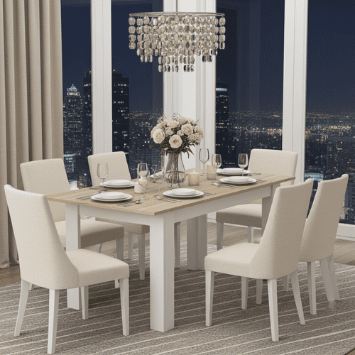 Kendrick White And Light Oak Effect Extending Dining Table 0F4586AS/O