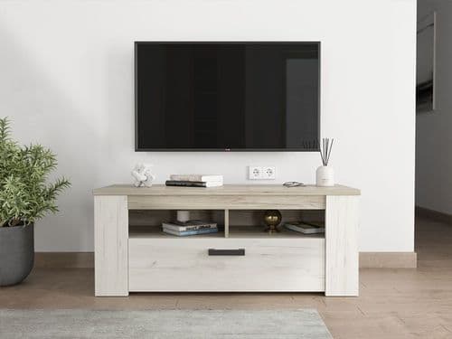 Kent White And Natural Oak Effect Oak Effect 120cm TV Cabinet - 11008806 S/O