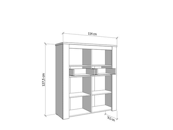 Kent White And Natural Oak Effect Oak Effect 2 Door 2 Drawer Low Display Cabinet - 11008837 S/O