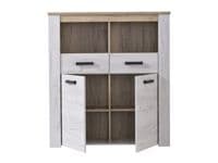Kent White And Natural Oak Effect Oak Effect 2 Door 2 Drawer Low Display Cabinet - 11008837 S/O
