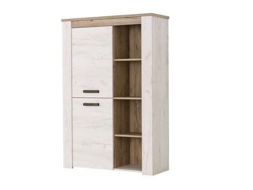 Kent White And Natural Oak Effect Oak Effect 2 Door Low Display Cabinet - 11008836 S/O