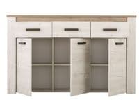 Kent White And Natural Oak Effect Oak Effect 3 Door 3 Drawer Sideboard  - 11008627 S/O