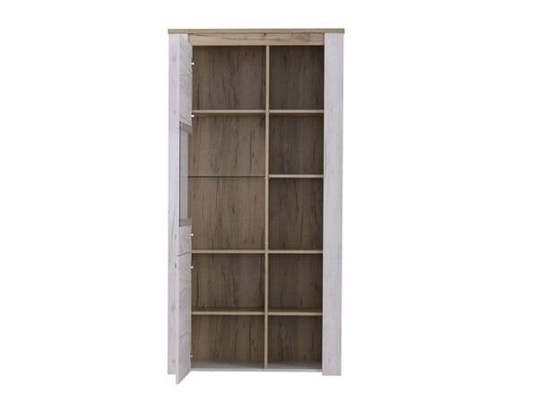 Kent White And Natural Oak Effect Oak Effect Tall Display Cabinet - 11008835 S/O