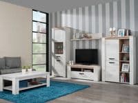 Kent White And Natural Oak Effect Oak Effect Tall Slim Display Unit - 11008834 S/O