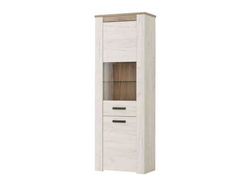 Kent White And Natural Oak Effect Oak Effect Tall Slim Display Unit - 11008834 S/O