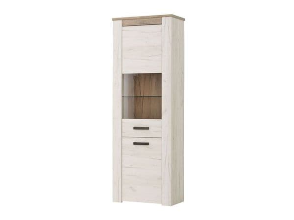 Kent White And Natural Oak Effect Oak Effect Tall Slim Display Unit - 11008834 S/O