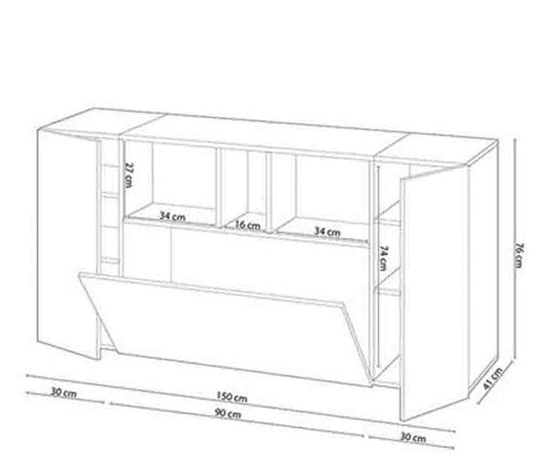 Kingsley White And Concrete Grey Effect 3 Door Sideboard 016673L S/O
