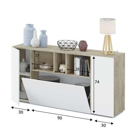 Kingsley White And Oak Effect 3 Door Sideboard 016673C S/O