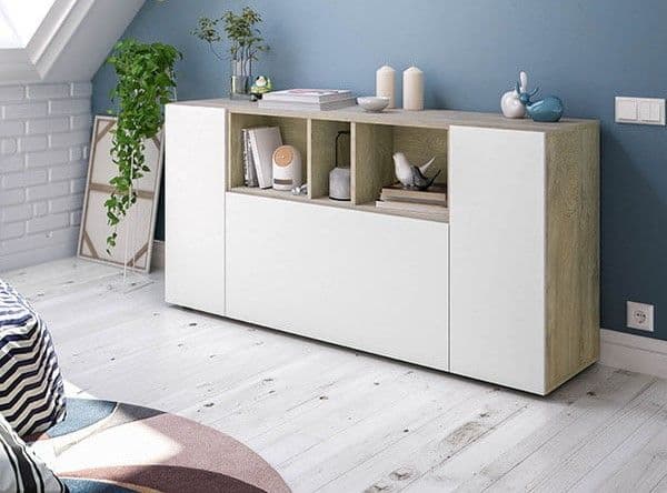 Kingsley White And Oak Effect 3 Door Sideboard 016673C S/O