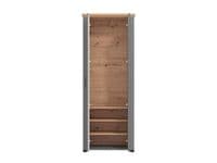 Kingston Grey And Artisan Oak Slim Narrow Shallow Depth Mirrored Wardrobe 75cm - 11011371