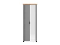 Kingston Grey And Artisan Oak Slim Narrow Shallow Depth Mirrored Wardrobe 75cm - 11011371