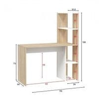 Klazia Artic White and Oak Modern Office Storage Desk with Bookcase Stand - 0F8318A S/O