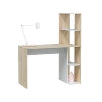 Klazia Artic White and Oak Modern Office Storage Desk with Bookcase Stand - 0F8318A S/O