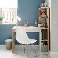 Klazia Artic White and Oak Modern Office Storage Desk with Bookcase Stand - 0F8318A S/O