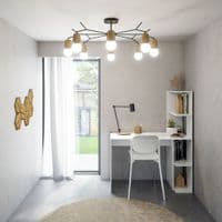 Klazia Artic White Modern Office Storage Desk with Bookcase Stand - 008318A