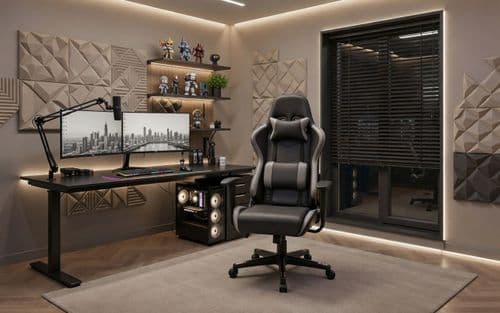 Koblenz Black & Grey Faux Leather Gaming Chair 24JB296