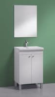 Koncept 500mm White Gloss 2 Door Bathroom Vanity Cabinet with Sink And Mirror -305210BO/SO