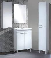 Koncept 500mm White Gloss 2 Door Bathroom Vanity Cabinet with Sink And Mirror -305210BO/SO