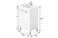 Koncept 500mm White Gloss 2 Door Bathroom Vanity Cabinet with Sink And Mirror -305210BO/SO