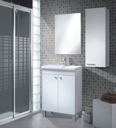Koncept 500mm White Gloss 2 Door Bathroom Vanity Cabinet with Sink And Mirror -305210BO/SO
