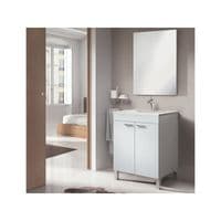 Koncept 600mm White Gloss 2 Door Bathroom Vanity Cabinet with Sink And Mirror -305310BO/SO