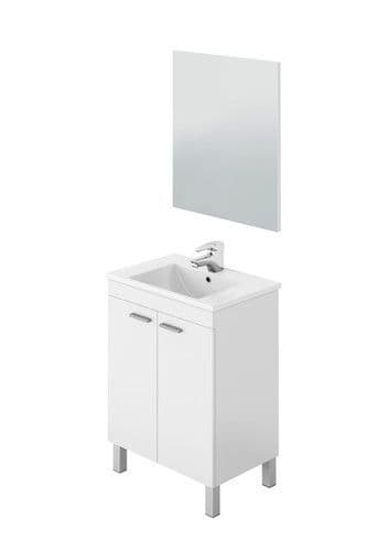 Koncept 600mm White Gloss 2 Door Bathroom Vanity Cabinet with Sink And Mirror -305310BO/SO