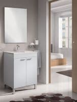 Koncept 600mm White Gloss 2 Door Bathroom Vanity Cabinet with Sink And Mirror -305310BO/SO