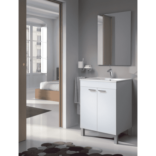 Koncept 600mm White Gloss 2 Door Bathroom Vanity Cabinet with Sink And Mirror -305310BO/SO