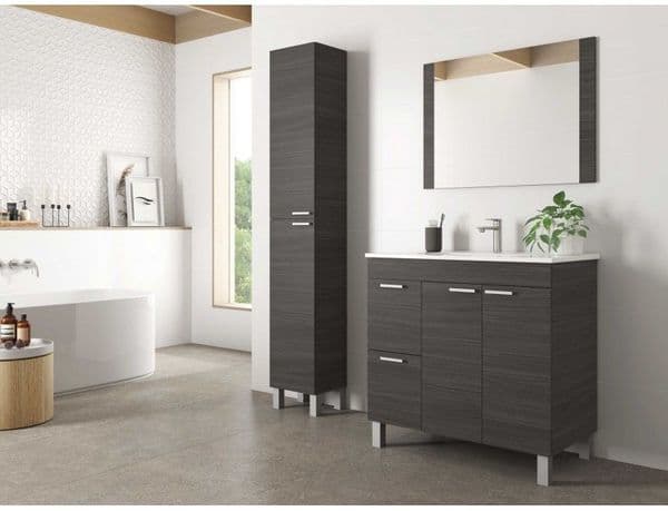 Koncept 800mm Oak Grey 2 Door 2 Drawer Bathroom Vanity Cabinet with Sink And Mirror -305450G/SO