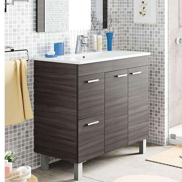 Koncept 800mm Oak Grey 2 Door 2 Drawer Bathroom Vanity Cabinet with Sink And Mirror -305450G/SO