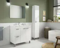 Koncept 800mm White Gloss 2 Door 2 Drawer Bathroom Vanity Cabinet with Sink And Mirror -305450BO/SO