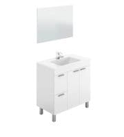 Koncept 800mm White Gloss 2 Door 2 Drawer Bathroom Vanity Cabinet with Sink And Mirror -305450BO/SO