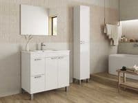 Koncept 800mm White Gloss 2 Door 2 Drawer Bathroom Vanity Cabinet with Sink And Mirror -305450BO/SO