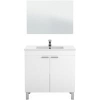 Koncept 800mm White Gloss 2 Door Bathroom Vanity Cabinet with Sink And Mirror -305480BO/SO