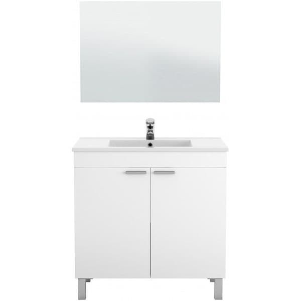 Koncept 800mm White Gloss 2 Door Bathroom Vanity Cabinet with Sink And Mirror -305480BO/SO