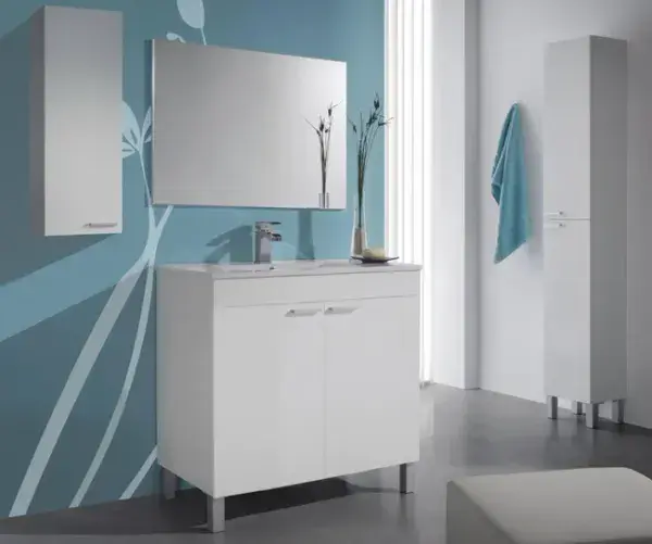 Koncept 800mm White Gloss 2 Door Bathroom Vanity Cabinet with Sink And Mirror -305480BO/SO