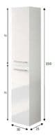 Koncept White Gloss 2 Door Wall Hung Floating Bathroom Storage Cupboard-305465BOS/O