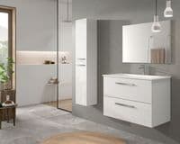 Koncept White Gloss 2 Door Wall Hung Floating Bathroom Storage Cupboard-305465BOS/O