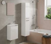 Koncept White Gloss 2 Door Wall Hung Floating Bathroom Storage Cupboard-305465BOS/O