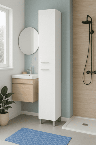 Koncept White Gloss Tall 30 x 182cm Free Standing Bathroom Cabinet