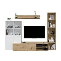 Kylian White And Nordic Oak Large TV Entertainment Wall Unit Cabinet 016649W S/O