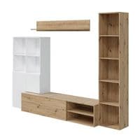 Kylian White And Nordic Oak Large TV Entertainment Wall Unit Cabinet 016649W S/O