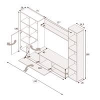 Kylian White And Nordic Oak Large TV Entertainment Wall Unit Cabinet 016649W S/O