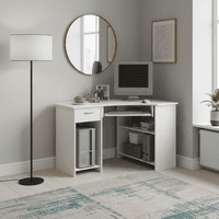 Lami White Corner Desk With Drawer 350-001