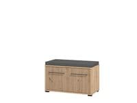 Landes Slatted Artisan Oak Effect 2 Door Compact Hallway Shoe Storage Bench - 11013432 RZ