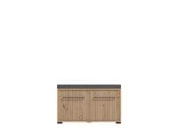 Landes Slatted Artisan Oak Effect 2 Door Compact Hallway Shoe Storage Bench - 11013432 RZ