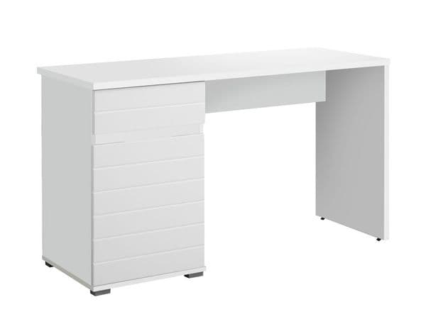 Langley White Gloss Computer Desk With Drawer and Cupboard - 11011771