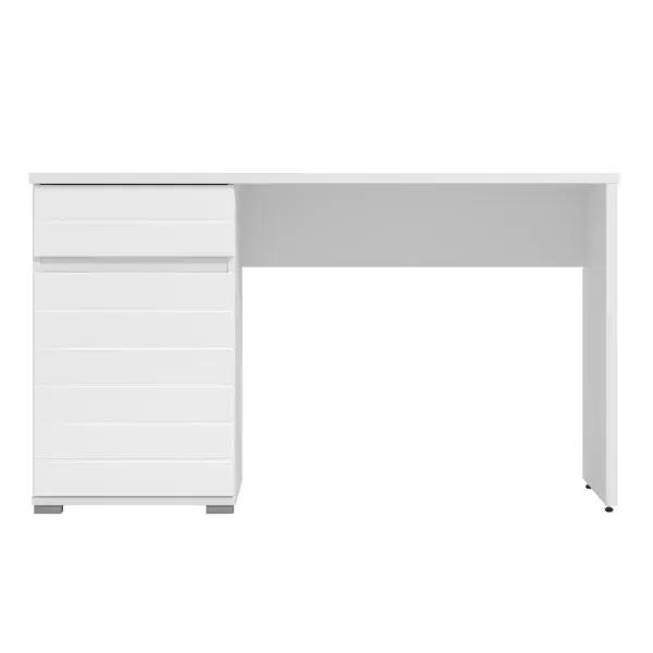 Langley White Gloss Computer Desk With Drawer and Cupboard - 11011771