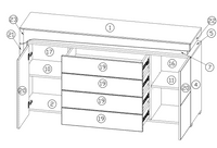 Lathea 2 Door 4 Drawer Large Modern Grey and White Gloss Sideboard With Lights - WHK-3- N13